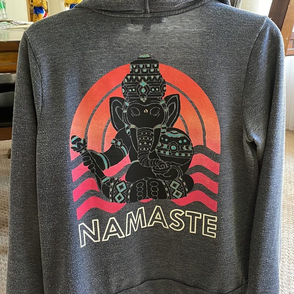 Namaste! Graphic Zip Up Hooded jacket.
